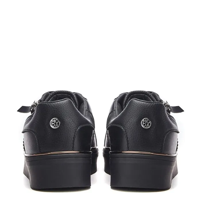 Black Trainers Women Moda In Pelle Bacary Jet Black Porvair