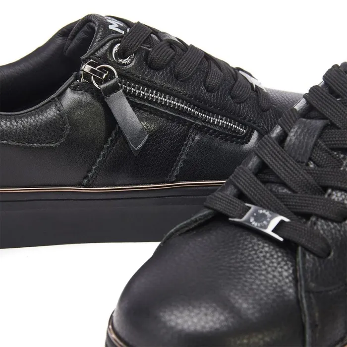 Black Trainers Women Moda In Pelle Bacary Jet Black Porvair
