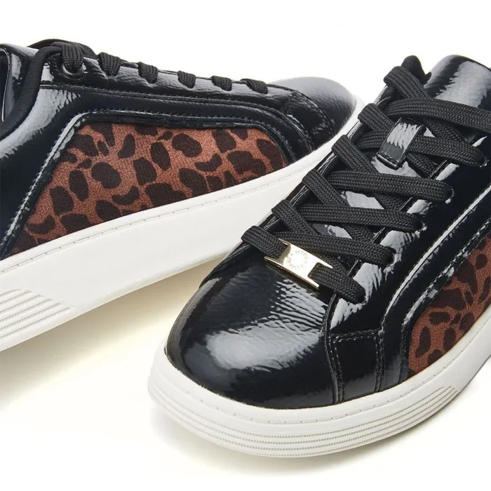 Black Trainers Women Moda In Pelle Bearly Black 8211 Leopard Porvair