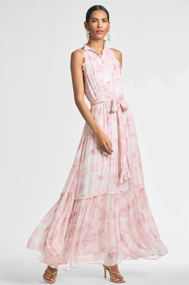 Blair Dress 8211 Blush Watercolor Floral Women Sachin and Babi Sleeveless