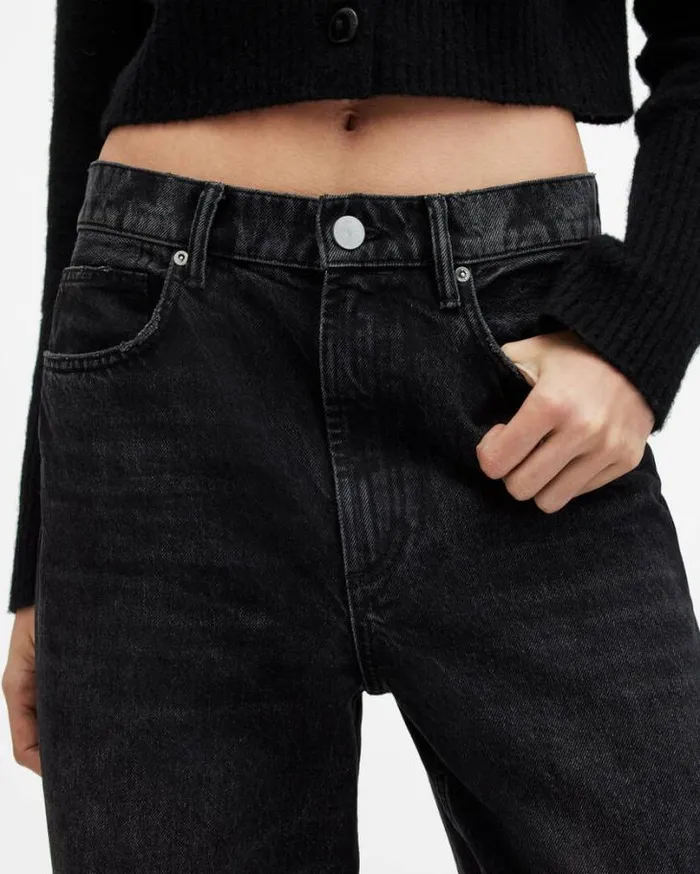 Blake Low Slung Wide Leg Denim Jeans Washed Black Women AllSaints Jeans