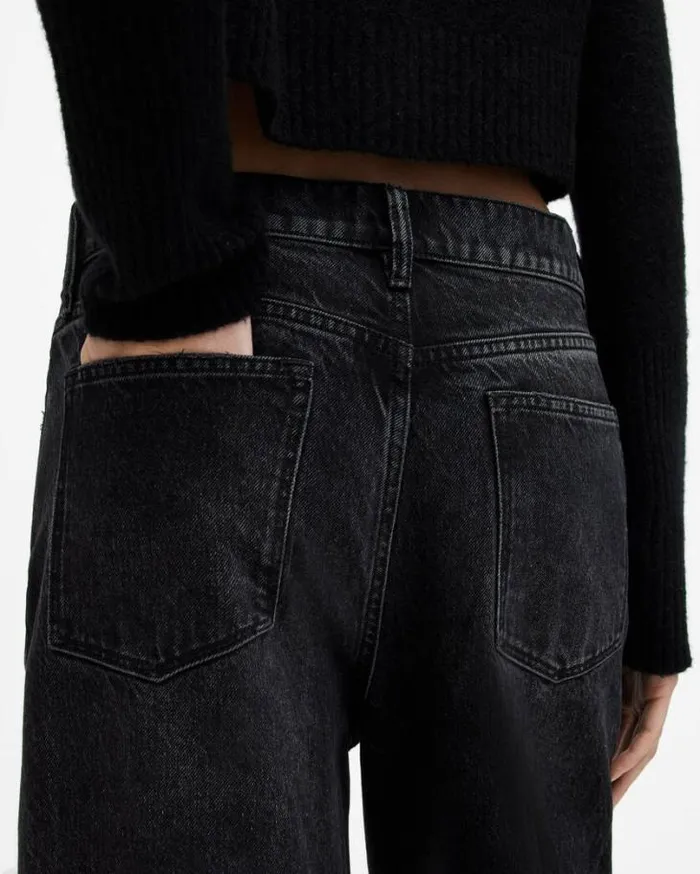 Blake Low Slung Wide Leg Denim Jeans Washed Black Women AllSaints Jeans