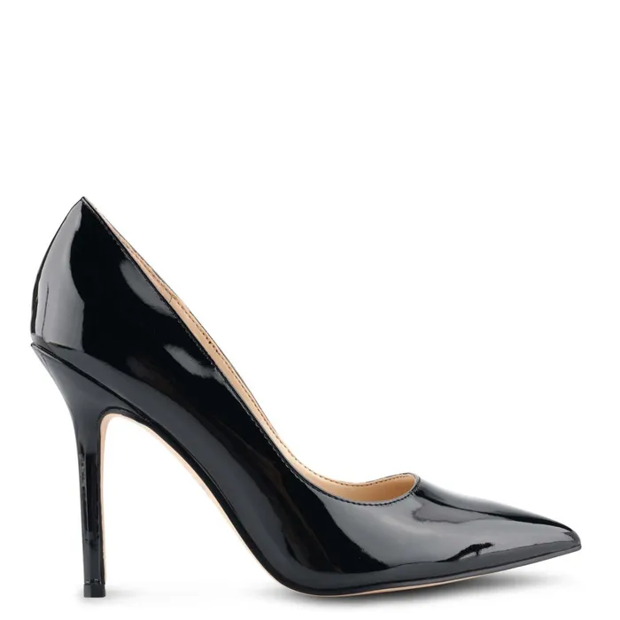 Bliss Pointy Toe Pumps Black Patent Women Nine West High