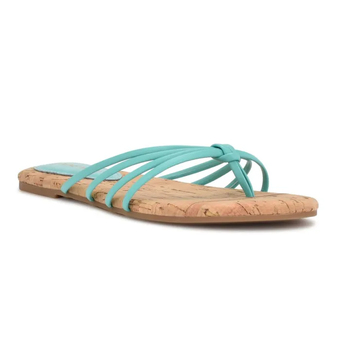 Blithe Flat Sandals Aqua Blue Women Nine West Sandals Blithe Flat Sandals Aqua Blue Women Nine West Sandals