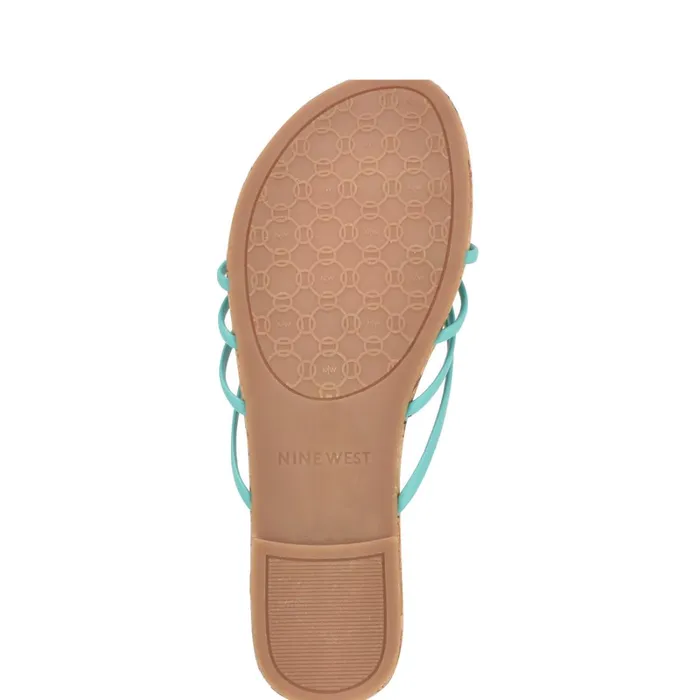 Blithe Flat Sandals Aqua Blue Women Nine West Sandals Blithe Flat Sandals Aqua Blue Women Nine West Sandals