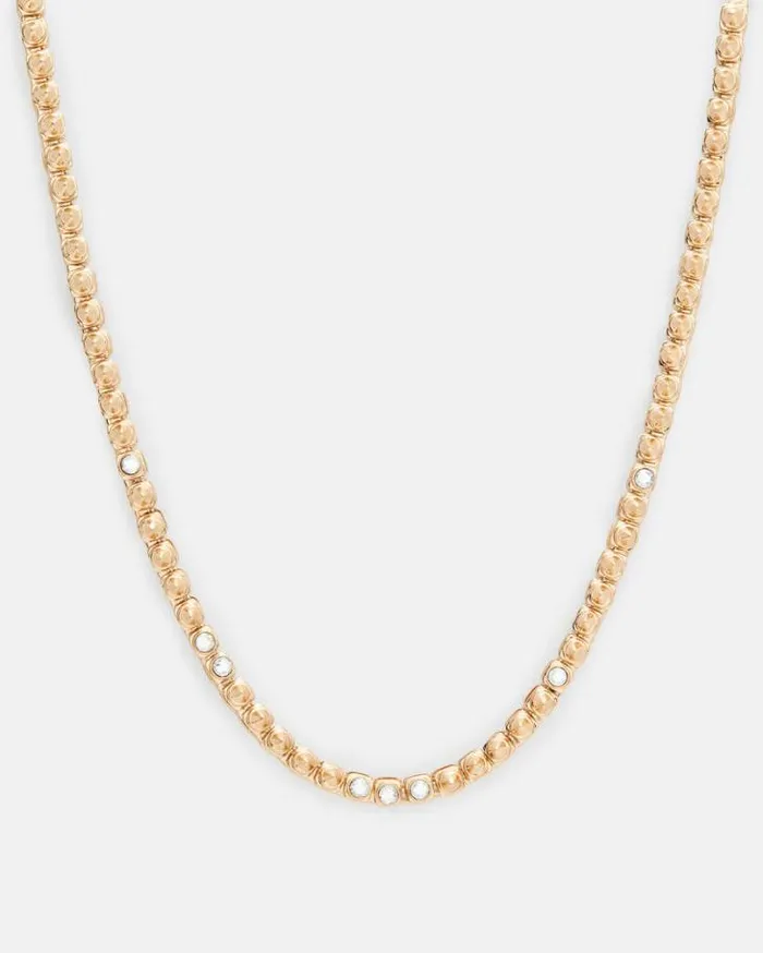 Bobbie Box Chain Studded Necklace Warm Brasscrystal Women AllSaints Jewelry