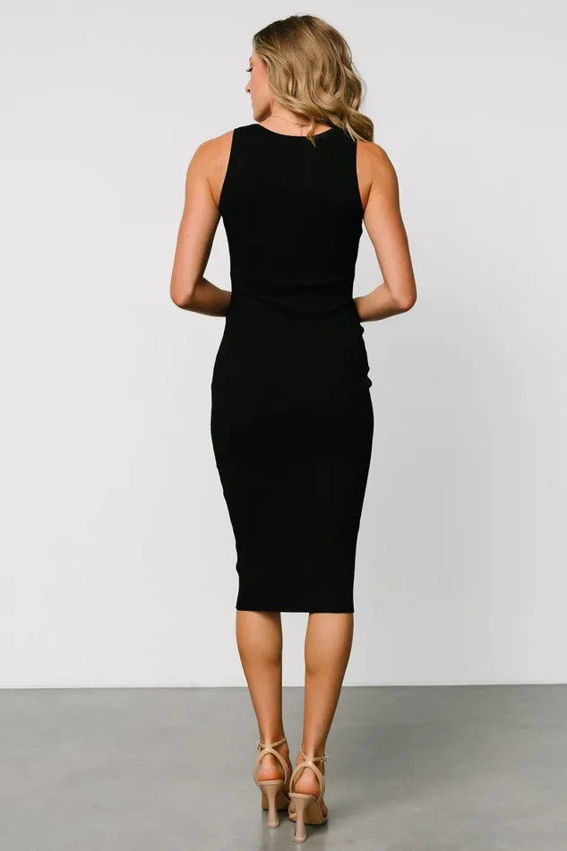 Bobbie Snap Button Midi Dress Black Women Baltic Born Midi Dresses