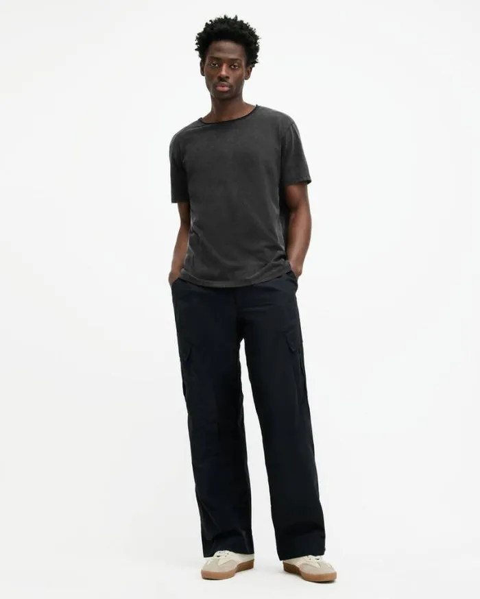 Bodega Crew Neck Raw Edge TShirt Washed Black Men AllSaints TShirts