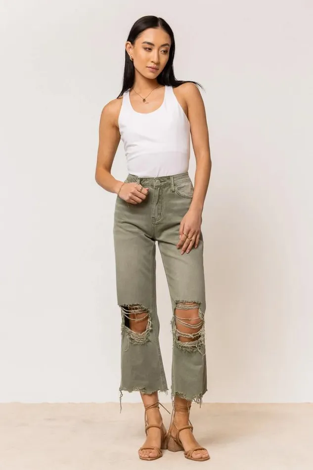 Bohme Denim Charlie Distressed Jeans In Olive Olive 8211 Women Bohme Denim Charlie Distressed Jeans In Olive Olive 8211 Women