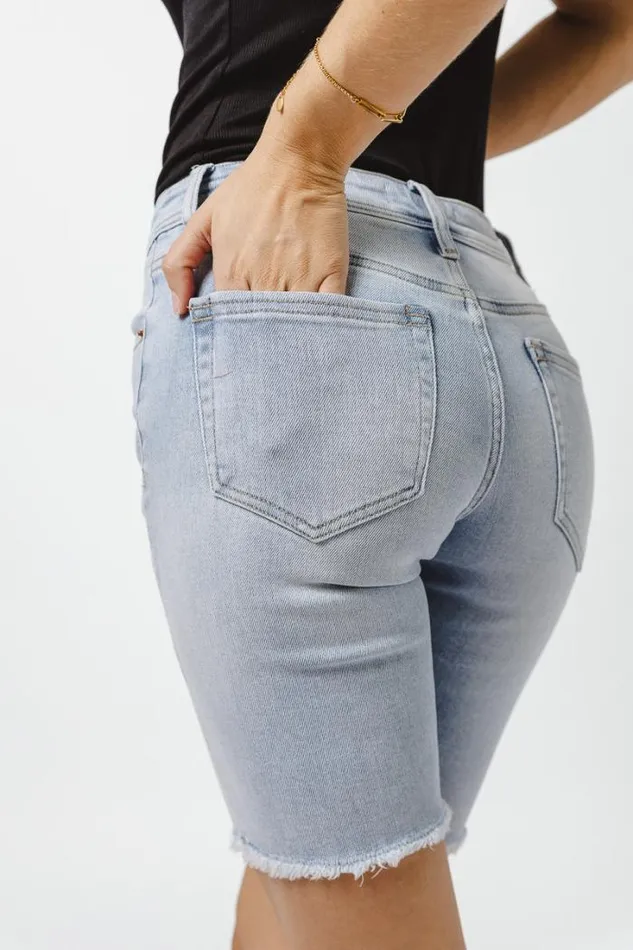 Bohme Denim Shorts Marina Mid Thigh Shorts Light Wash 8211 Women