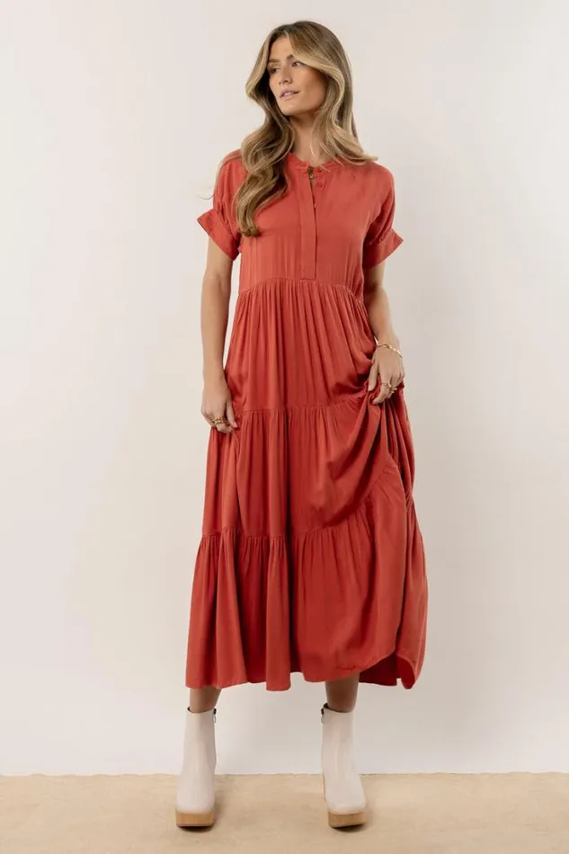 Bohme Dresses Amanda Tiered Dress In Terracotta Terracotta 8211 Women