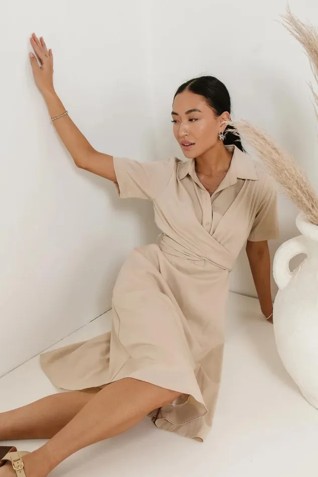 Bohme Dresses Bennett Collared Dress In Taupe Taupe 8211 Women