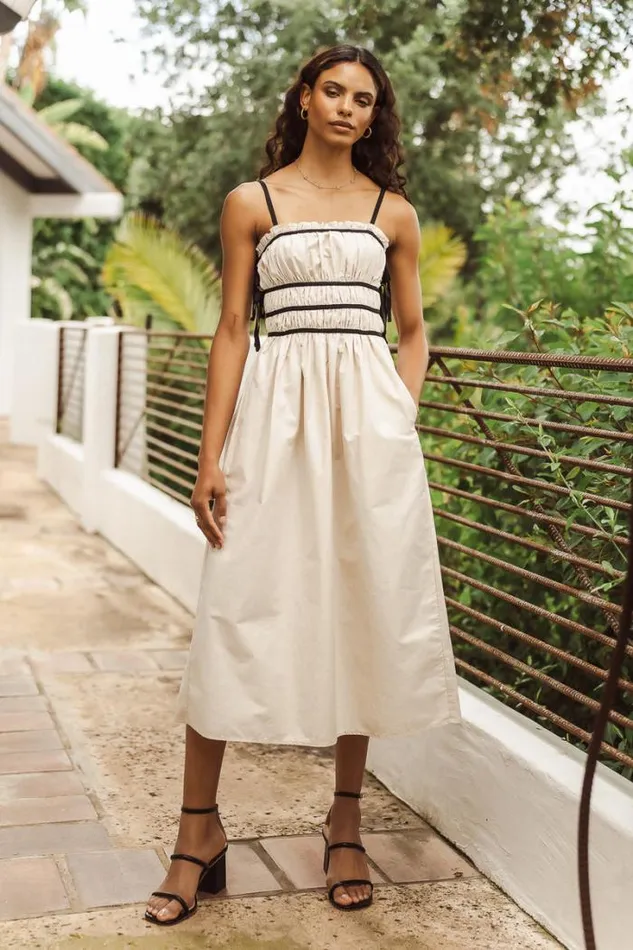 Bohme Dresses Brylie Tie Midi Dress In Natural Natural 8211 Women Bohme Dresses Brylie Tie Midi Dress In Natural Natural 8211 Women
