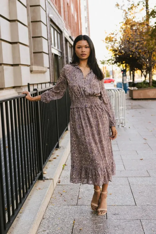 Bohme Dresses Cailin Printed Maxi Dress 8211 Final Sale Taupe 8211 Women