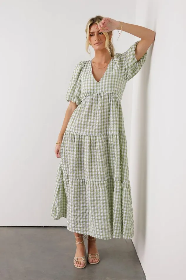 Bohme Dresses Haleigh Gingham Dress In Sage Sage 8211 Women