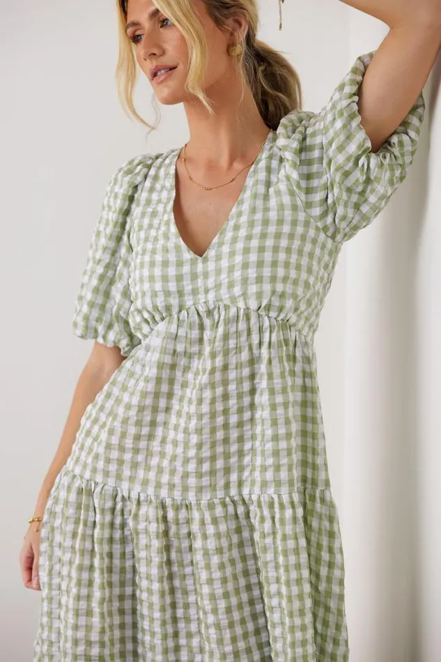 Bohme Dresses Haleigh Gingham Dress In Sage Sage 8211 Women Bohme Dresses Haleigh Gingham Dress In Sage Sage 8211 Women