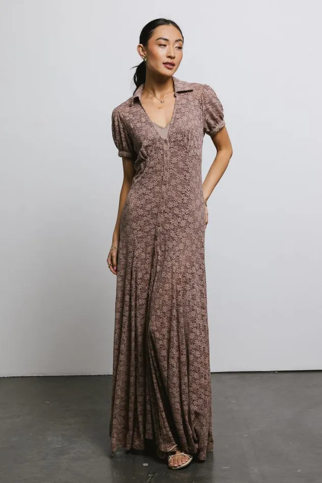 Bohme Dresses Lace Button Up Dress In Mocha Mocha 8211 Women