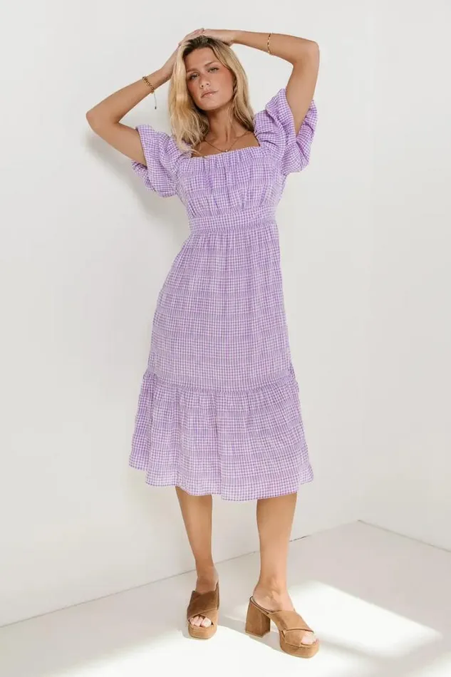 Bohme Dresses Laney Gingham Dress In Lavender Lavender 8211 Women
