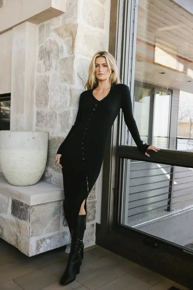 Bohme Dresses Larissa Ribbed Dress In Black Black 8211 Women