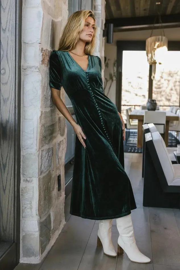 Bohme Dresses Lia Velvet Dress In Emerald Emerald 8211 Women
