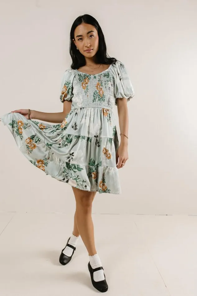 Bohme Dresses Mariko Smocked Floral Dress Sage 8211 Women