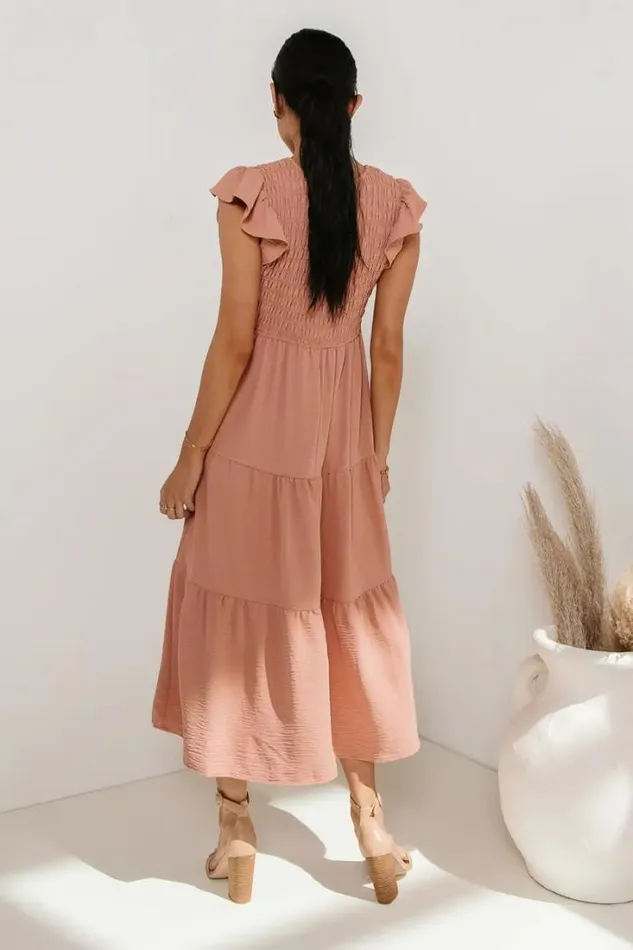 Bohme Dresses Rain Smocked Midi Dress In Peach Peach 8211 Women Bohme Dresses Rain Smocked Midi Dress In Peach Peach 8211 Women