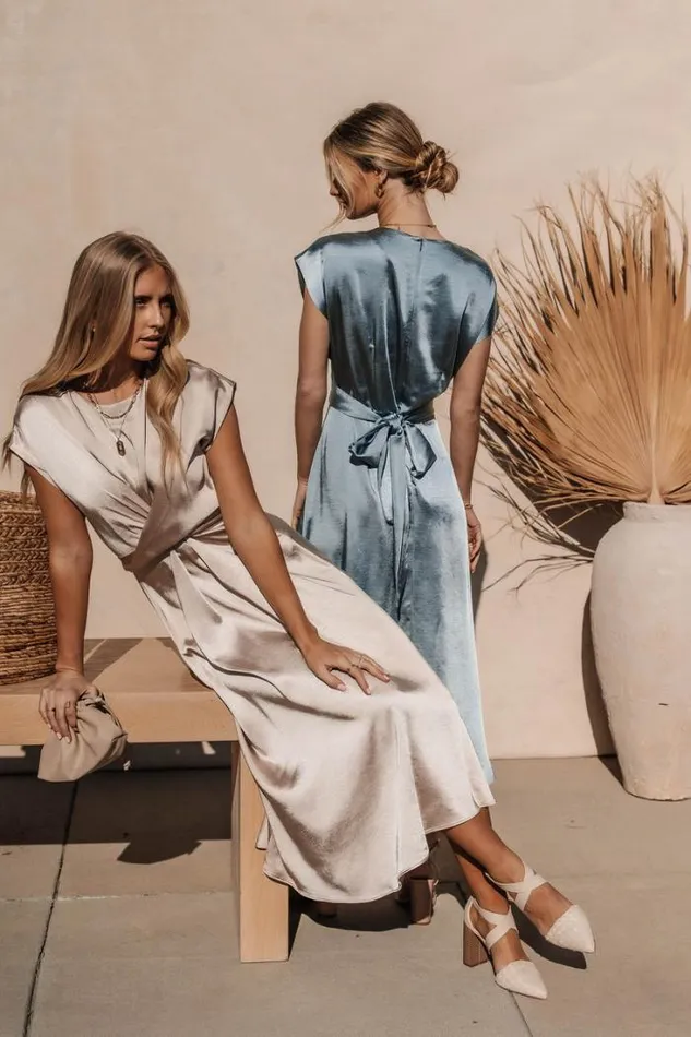 Bohme Dresses Rosalind Midi Dress In Champagne Champagne 8211 Women