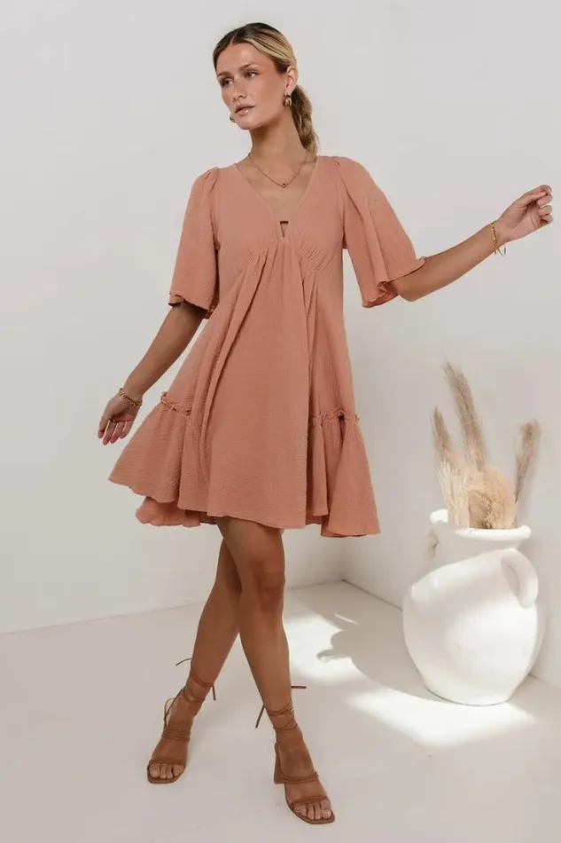 Bohme Dresses Slow It Down Mini Dress In Terracotta Terracotta 8211 Women