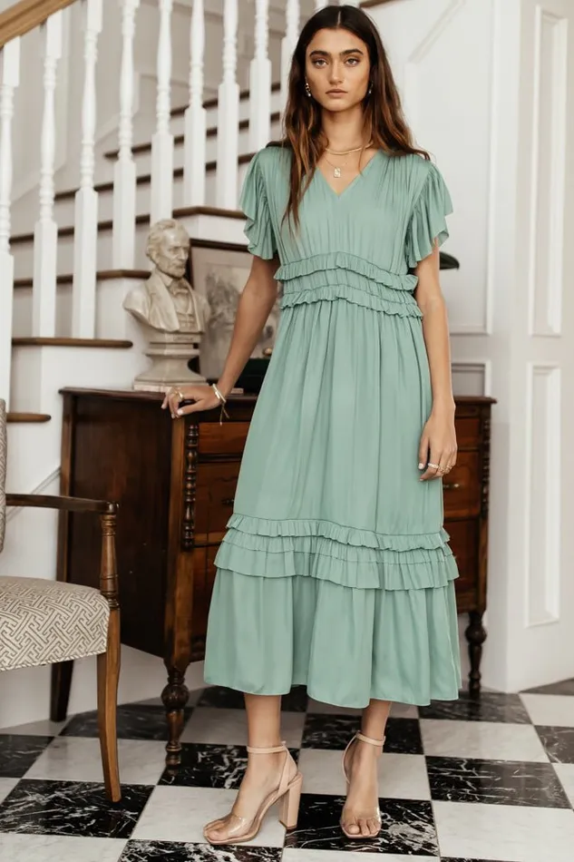 Bohme Dresses Willa Ruffle Dress In Seafoam Seafoam 8211 Women