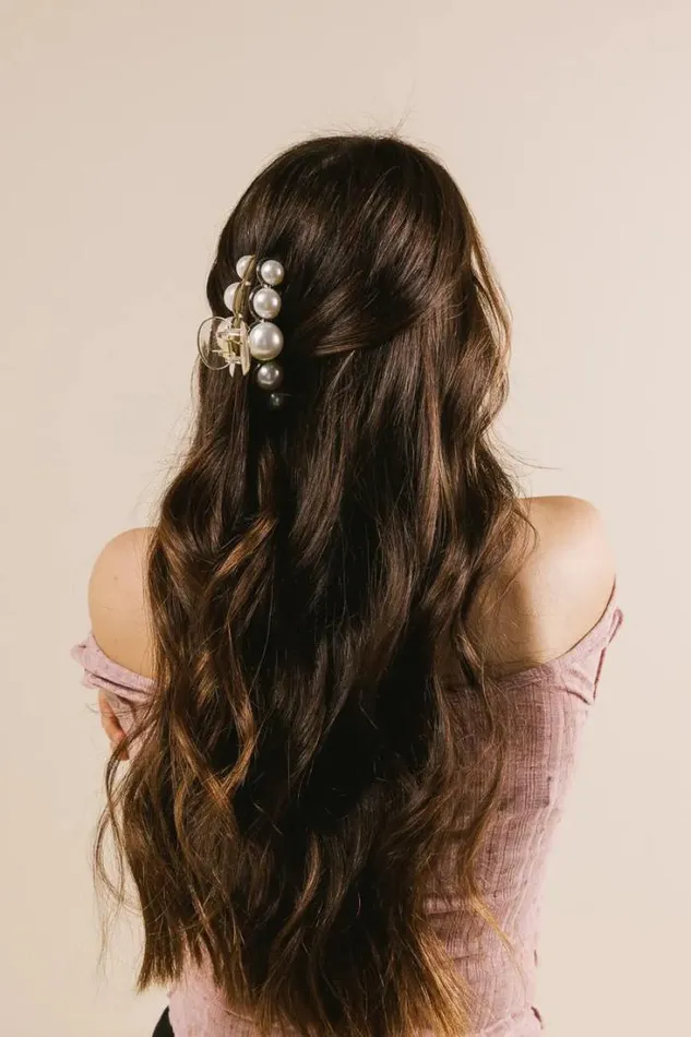 Bohme Hair Accessories Oversized Pearl Claw Clip In Medium White 8211 Women