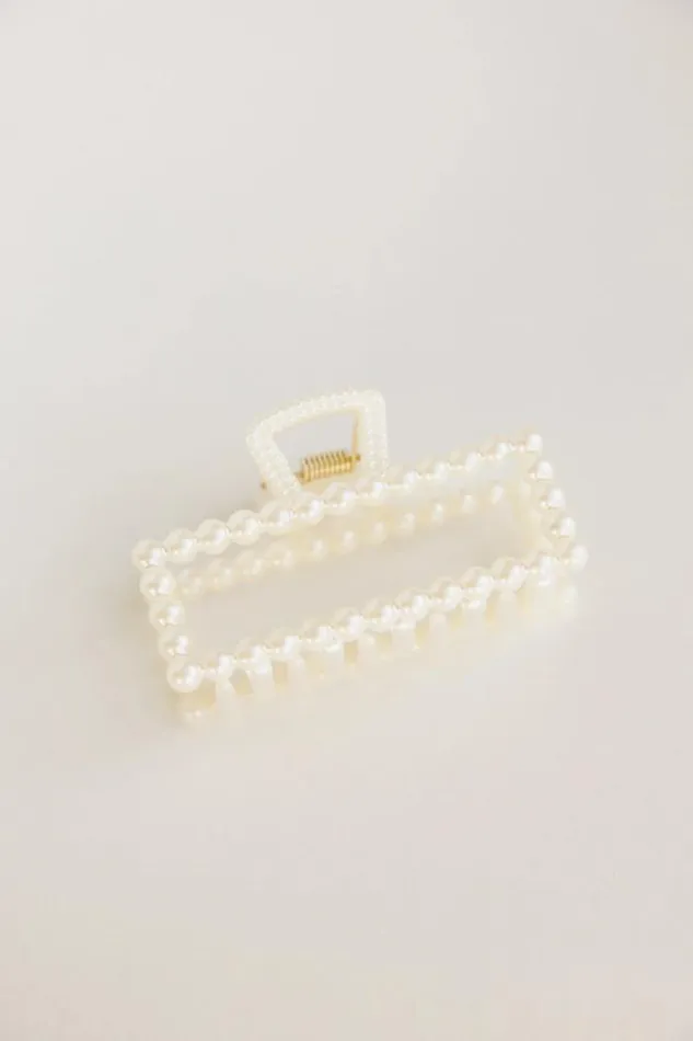 Bohme Hair Accessories Pearl Rectangle Claw Clip White 8211 Women