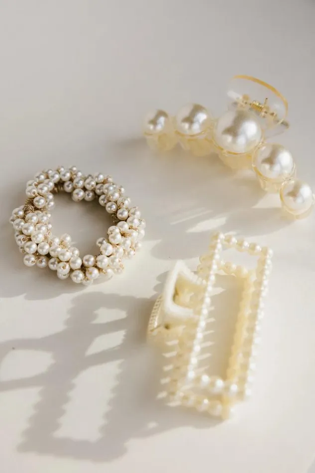Bohme Hair Accessories Pearl Rectangle Claw Clip White 8211 Women