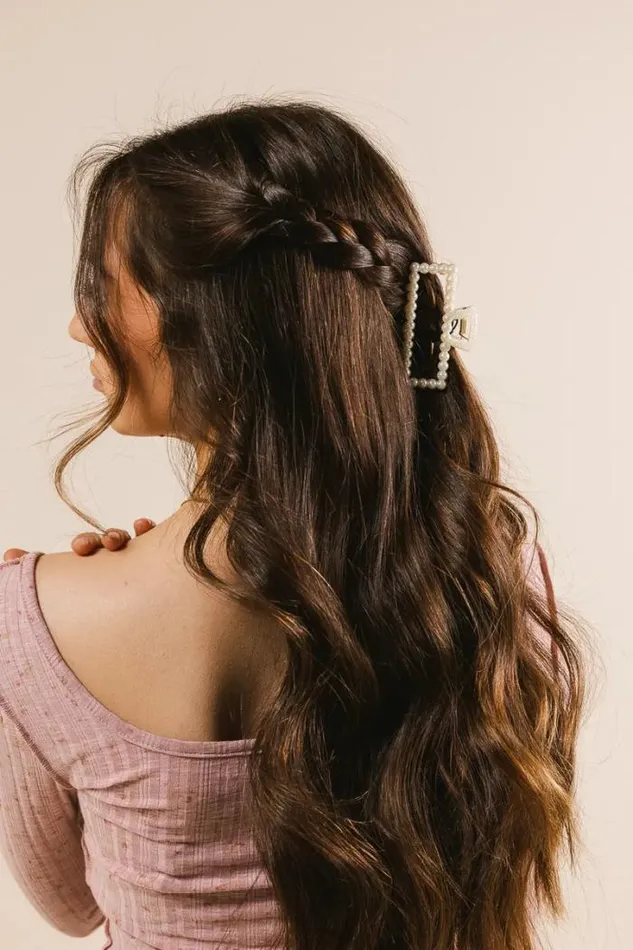 Bohme Hair Accessories Pearl Rectangle Claw Clip White 8211 Women