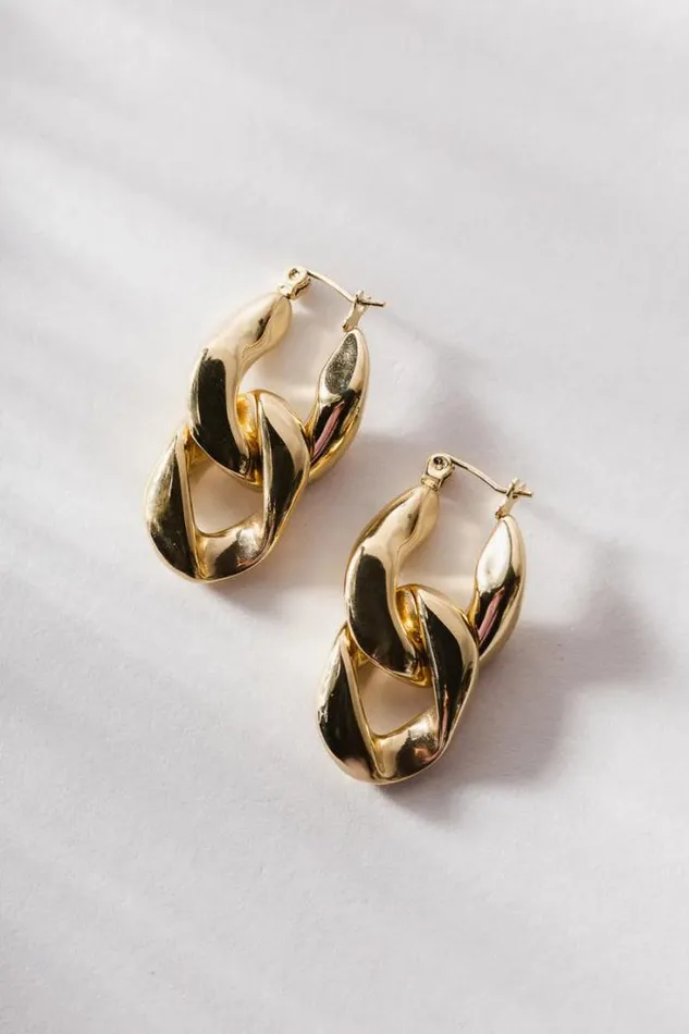 Bohme Jewelry Double Link Chain Earrings Gold 8211 Women