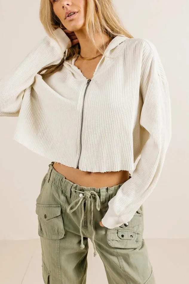 Bohme Loungewear Anna Zip Up In Cream Cream 8211 Women