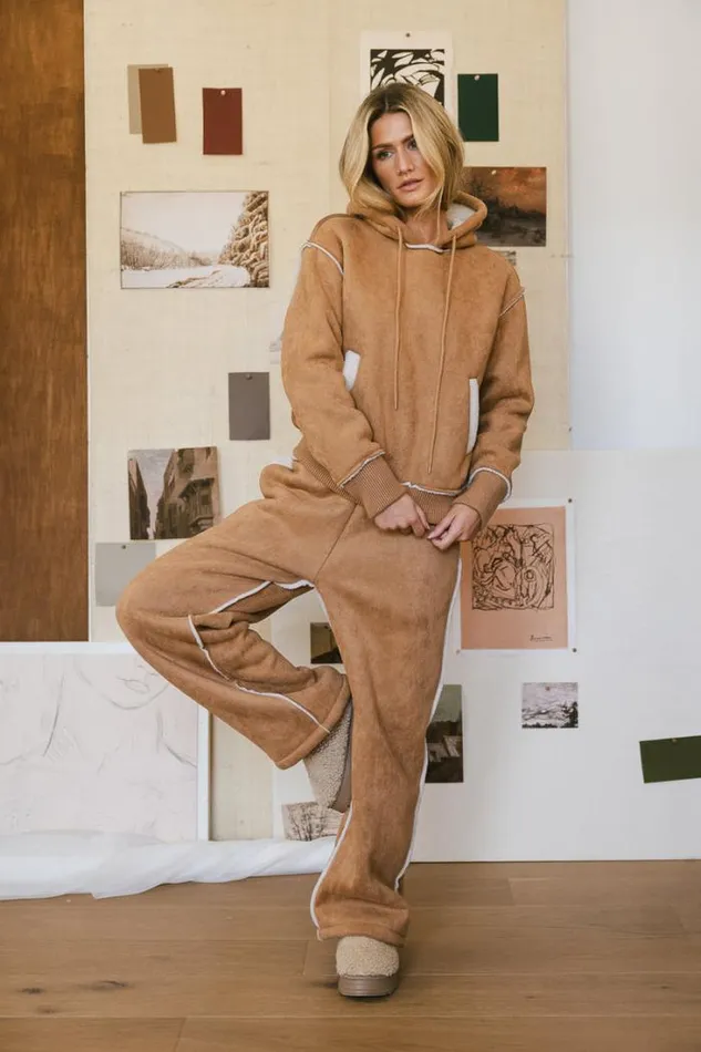 Bohme Loungewear Mattie Faux Shearling Hoodie In Camel Camel 8211 Women Bohme Loungewear Mattie Faux Shearling Hoodie In Camel Camel 8211 Women