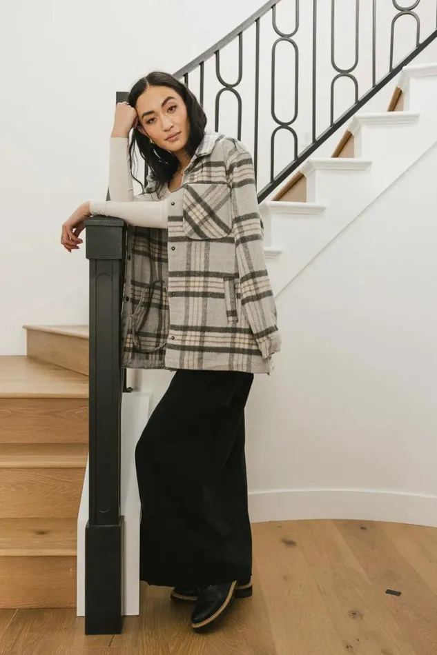 Bohme Outerwear Madeline Plaid Shacket In Grey Grey 8211 Women Bohme Outerwear Madeline Plaid Shacket In Grey Grey 8211 Women