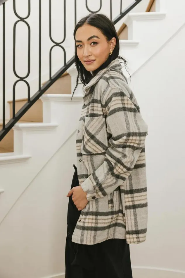 Bohme Outerwear Madeline Plaid Shacket In Grey Grey 8211 Women Bohme Outerwear Madeline Plaid Shacket In Grey Grey 8211 Women