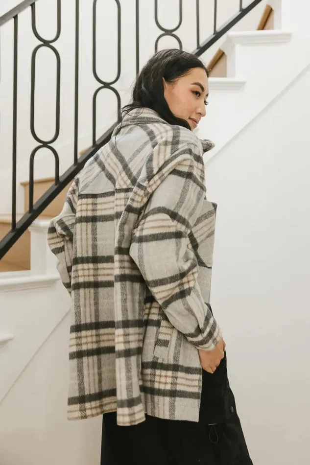 Bohme Outerwear Madeline Plaid Shacket In Grey Grey 8211 Women Bohme Outerwear Madeline Plaid Shacket In Grey Grey 8211 Women