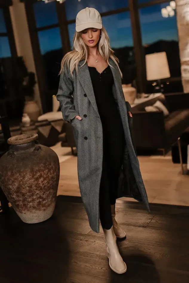 Bohme Outerwear Vanessa Herringbone Coat Black 8211 Women