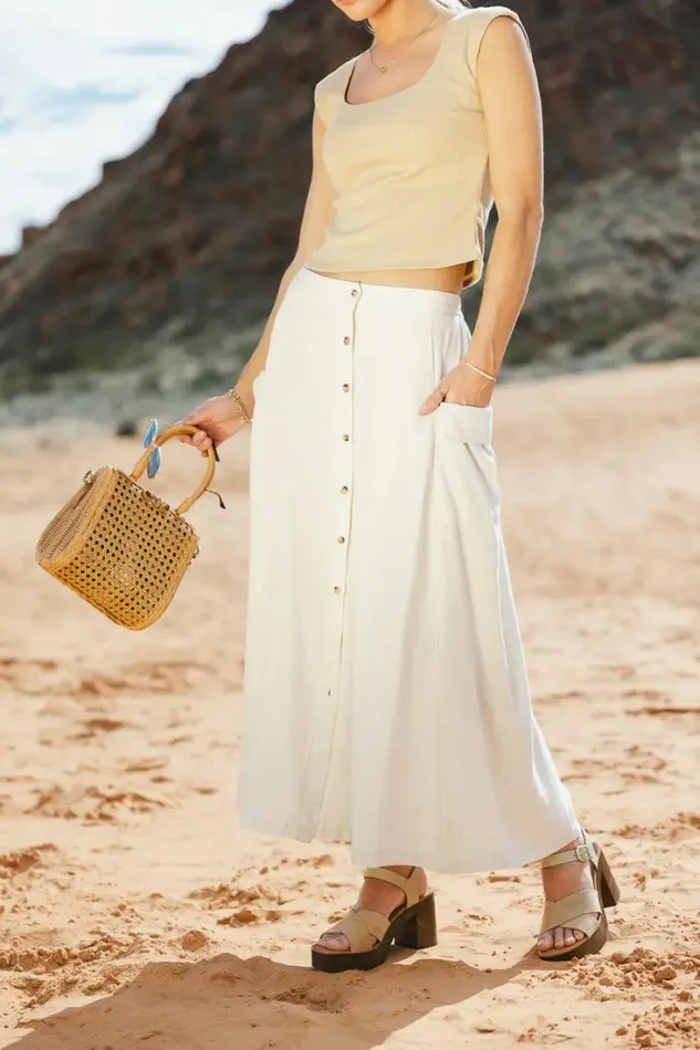 Bohme Skirts Adelaide Midi Skirt Oatmeal 8211 Women