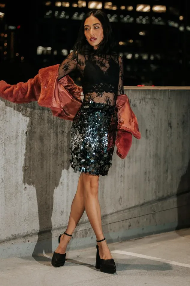 Bohme Skirts Alessia Sequin Mini Skirt Black 8211 Women
