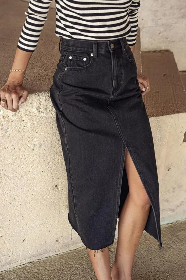 Bohme Skirts Harmony Denim Skirt 8211 FINAL SALE Black 8211 Women Bohme Skirts Harmony Denim Skirt 8211 FINAL SALE Black 8211 Women
