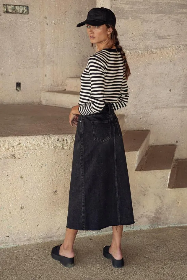 Bohme Skirts Harmony Denim Skirt 8211 FINAL SALE Black 8211 Women Bohme Skirts Harmony Denim Skirt 8211 FINAL SALE Black 8211 Women