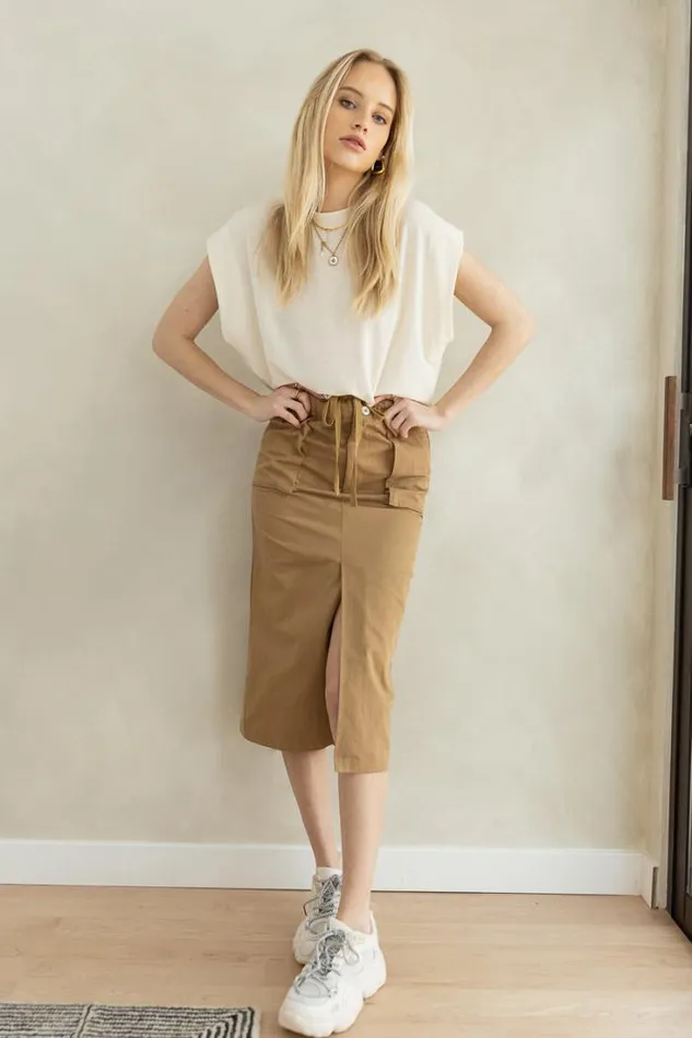 Bohme Skirts Kylie Midi Skirt In Khaki Khaki 8211 Women Bohme Skirts Kylie Midi Skirt In Khaki Khaki 8211 Women