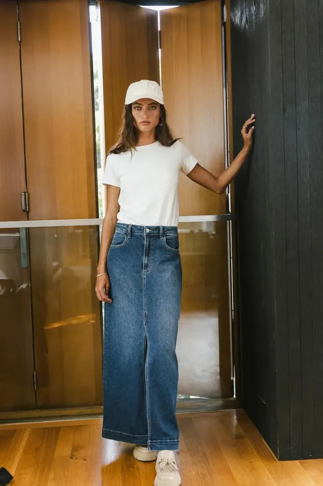 Bohme Skirts Ruth Denim Skirt 8211 FINAL SALE Medium Wash 8211 Women Bohme Skirts Ruth Denim Skirt 8211 FINAL SALE Medium Wash 8211 Women