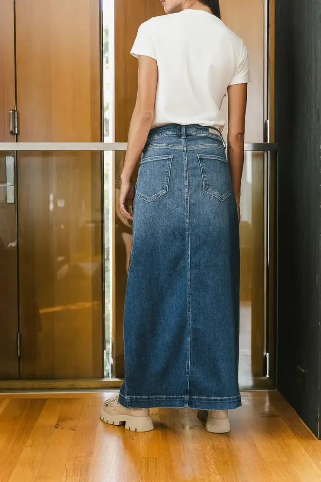 Bohme Skirts Ruth Denim Skirt 8211 FINAL SALE Medium Wash 8211 Women Bohme Skirts Ruth Denim Skirt 8211 FINAL SALE Medium Wash 8211 Women