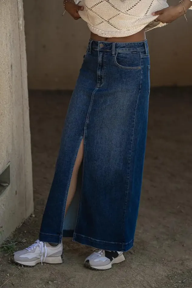 Bohme Skirts Ruth Denim Skirt 8211 FINAL SALE Medium Wash 8211 Women Bohme Skirts Ruth Denim Skirt 8211 FINAL SALE Medium Wash 8211 Women