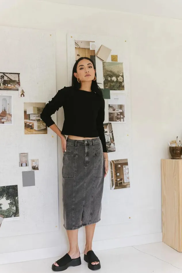 Bohme Skirts Trina Denim Skirt 8211 FINAL SALE Black 8211 Women Bohme Skirts Trina Denim Skirt 8211 FINAL SALE Black 8211 Women