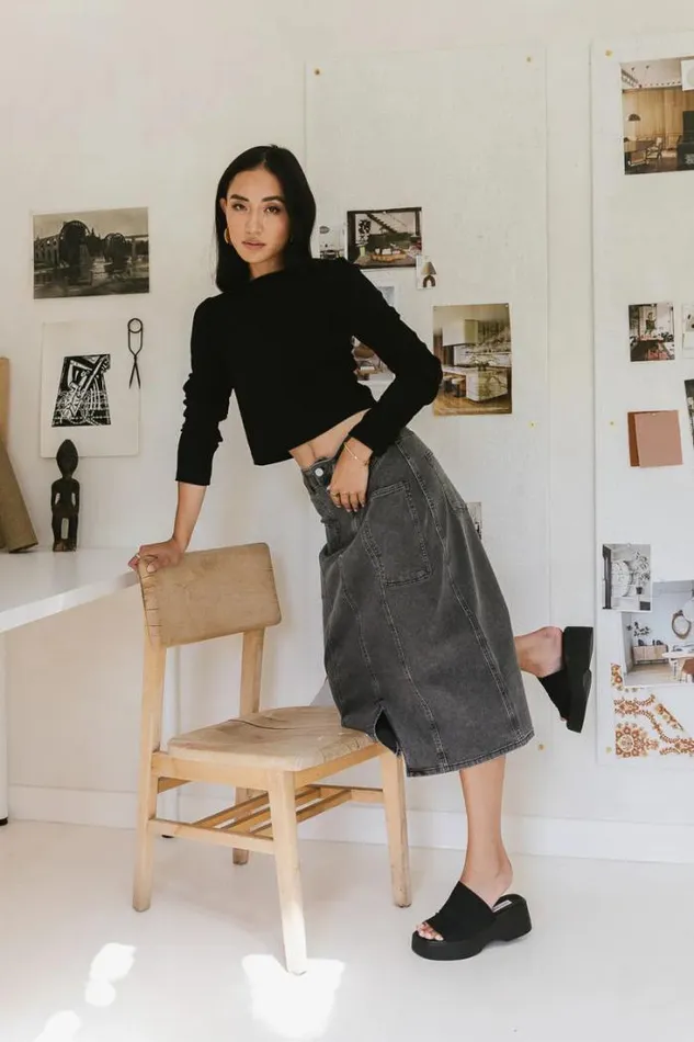Bohme Skirts Trina Denim Skirt 8211 FINAL SALE Black 8211 Women Bohme Skirts Trina Denim Skirt 8211 FINAL SALE Black 8211 Women